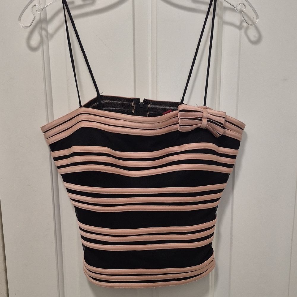 Recollections Camisole with Black and Pink Stripes Super Cute SIZE 6